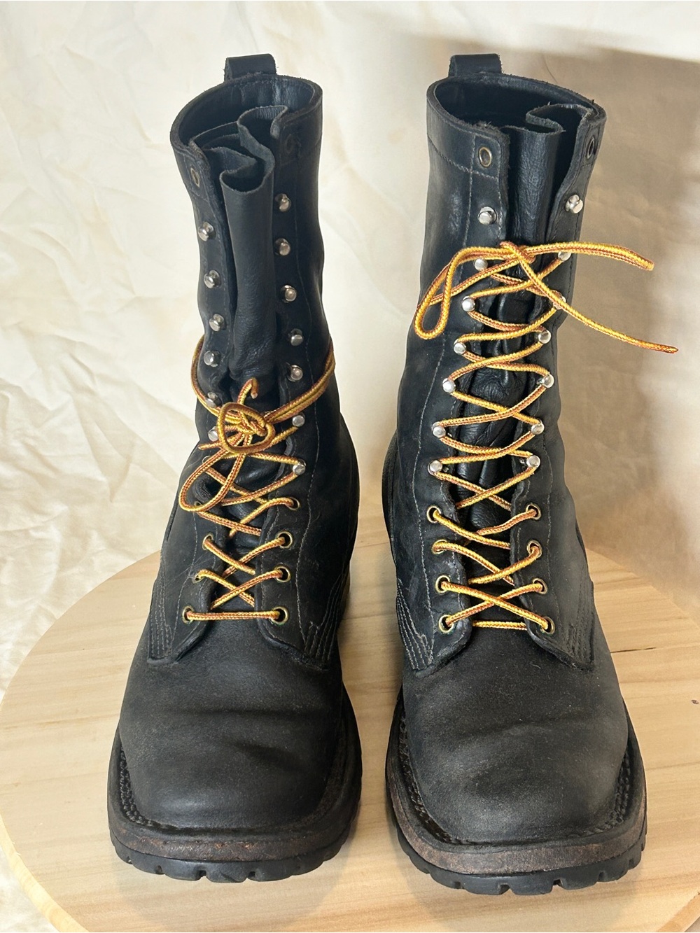 JK Boots Men's 10” Black Leather Work Boot Rubber Outsole US 10 - Picture 2 of 8